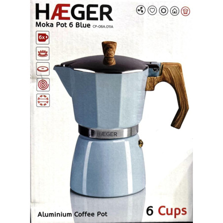 CAFETERA ALUMINIO  6T HAEGER CP06A010A BLUE