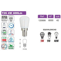 LAMPARAS LED REF 120699 T26 E14 4W LUZFRIA 6000K