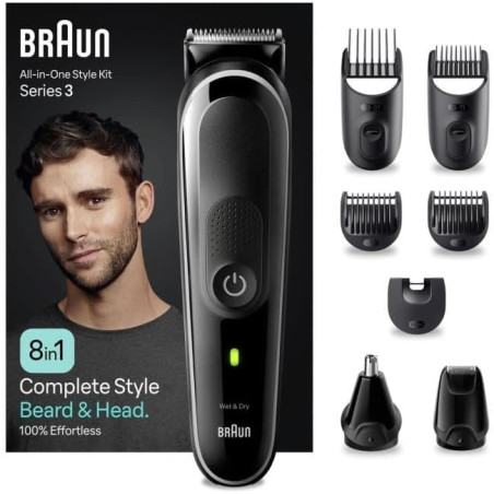 BARBERO DEPILADORA 8EN1 BRAUN MGK3440 RECARGABLE